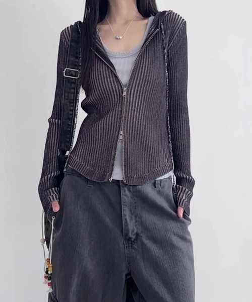 MEMECLE（メメクル）の「【 MEMECLE / メメクル 】ヴィンテージライク ピグメントダブルジップアップパーカー（パーカー・レディース・グレー/ブラック/ネイビー/ブラウン・FREE）」の16枚目の写真