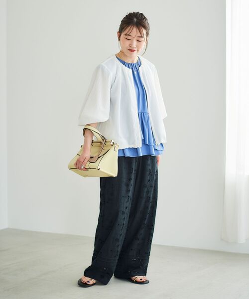 le.coeur blanc（ルクールブラン）の「ペプラムフリルノースリーブTEE（Tシャツ/カットソー・レディース・オフホワイト/ブルー/ダークグレー・38）」の13枚目の写真