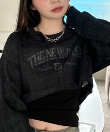VQ | USED manufacturing Layered cropped Long sleeve T-shirt / 【古着加工】 レイヤード クロップド ロンT / インナーのタンクトップもセットです。(Tシャツ/カットソー)