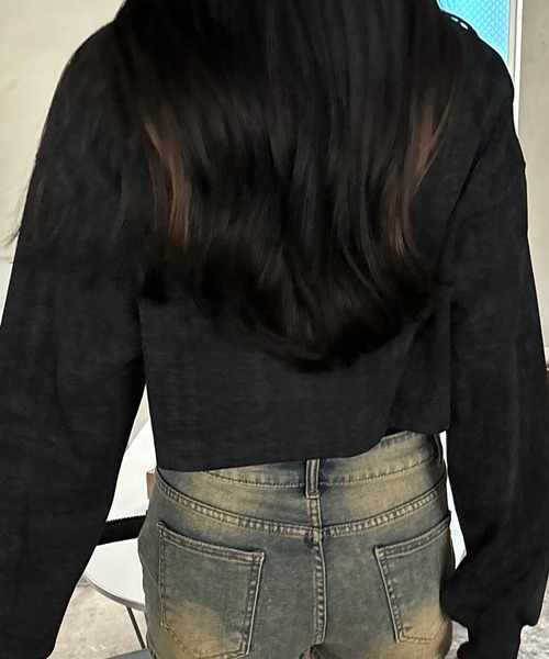 VQ（ブイキュー）の「USED manufacturing Layered cropped Long sleeve T-shirt / 【ヴィンテージ加工】 レイヤード クロップド ロンT / インナーのタンクトップもセットです。（Tシャツ/カットソー・レディース・ライトグレー/ダークグレー・FREE）」の9枚目の写真