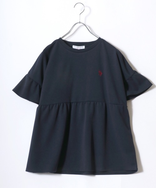 U.S. POLO ASSN.(ユーエスポロアッスン)の「U.S. POLO ASSN. UVカット・吸汗速乾 梨地 袖フリルぺプラムTシャツ レディース/プルオーバートップス(Tシャツ/カットソー・レディース・ネイビー/アイボリー/エメラルド・M/L)」の6枚目の写真