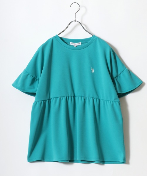 U.S. POLO ASSN.(ユーエスポロアッスン)の「U.S. POLO ASSN. UVカット・吸汗速乾 梨地 袖フリルぺプラムTシャツ レディース/プルオーバートップス(Tシャツ/カットソー・レディース・ネイビー/アイボリー/エメラルド・M/L)」の5枚目の写真