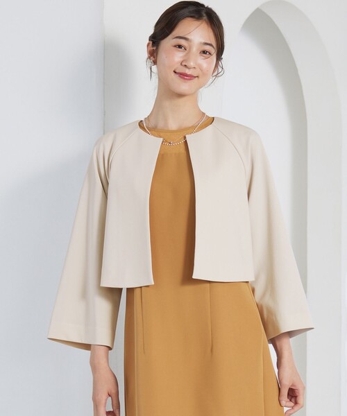 ANY SIS(エニィスィス)の「【洗える】セレモニークロップド ジャケット(ノーカラージャケット・レディース・ライトグレー系/ベージュ系・2)」の2枚目の写真