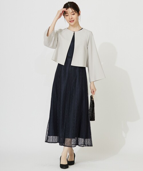 ANY SIS(エニィスィス)の「【洗える】セレモニークロップド ジャケット(ノーカラージャケット・レディース・ライトグレー系/ベージュ系・2)」の10枚目の写真