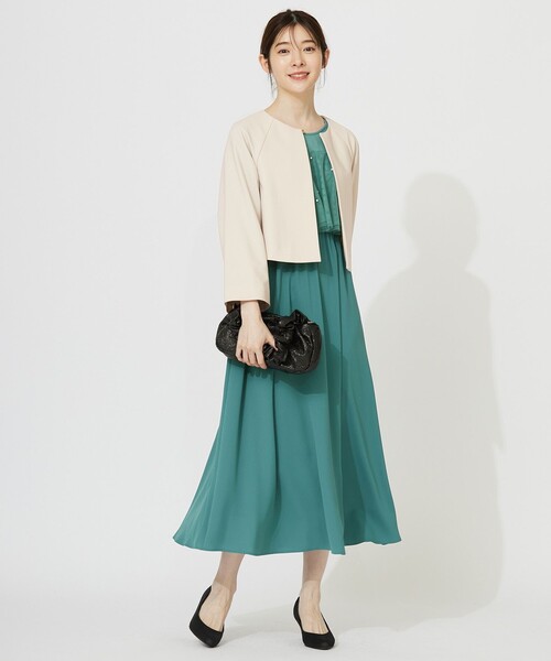 ANY SIS(エニィスィス)の「【洗える】セレモニークロップド ジャケット(ノーカラージャケット・レディース・ライトグレー系/ベージュ系・2)」の11枚目の写真