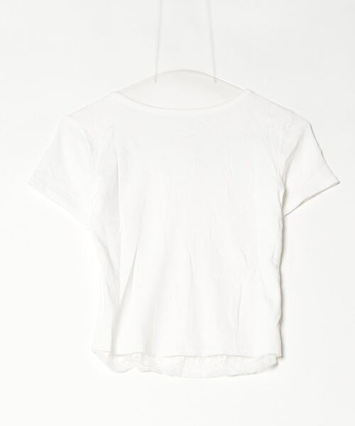 gossip!ロサンゼルス(ゴシップロサンゼルス)の「Y2K レイヤード風 レースレイヤード半袖カーディガン(Tシャツ/カットソー・レディース・ブラック/ホワイト/グレー・FREE)」の4枚目の写真