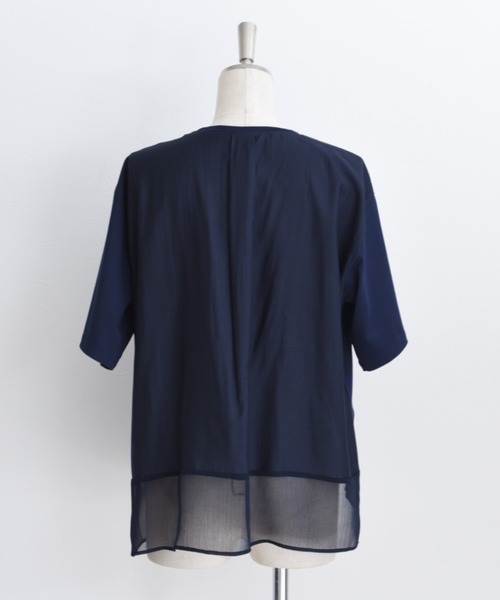 Lohen デザインカットソー　Tシャツ 布帛レイヤード デザインカットソートップス（Tシャツ