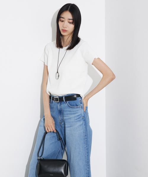 qualite(カリテ)の「ウォッシャブルニットT/春服/夏服/大人カジュアル(Tシャツ/カットソー・レディース・ブラック/オフホワイト・フリー)」の7枚目の写真