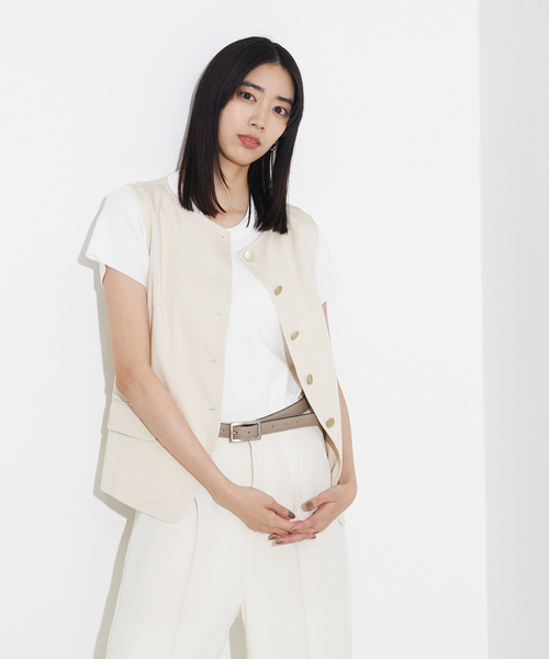 qualite(カリテ)の「ウォッシャブルニットT/春服/夏服/大人カジュアル(Tシャツ/カットソー・レディース・ブラック/オフホワイト・フリー)」の8枚目の写真