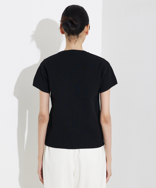 qualite(カリテ)の「ウォッシャブルニットT/春服/夏服/大人カジュアル(Tシャツ/カットソー・レディース・ブラック/オフホワイト・フリー)」の11枚目の写真