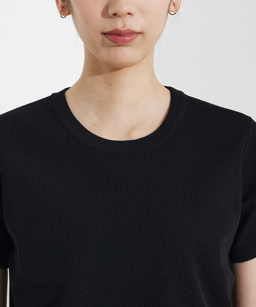 qualite(カリテ)の「ウォッシャブルニットT/春服/夏服/大人カジュアル(Tシャツ/カットソー・レディース・ブラック/オフホワイト・フリー)」の12枚目の写真