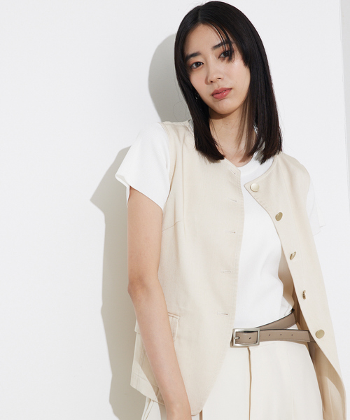 qualite(カリテ)の「ウォッシャブルニットT/春服/夏服/大人カジュアル(Tシャツ/カットソー・レディース・ブラック/オフホワイト・フリー)」の18枚目の写真