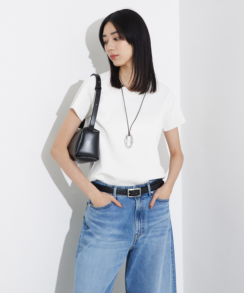 qualite(カリテ)の「ウォッシャブルニットT/春服/夏服/大人カジュアル(Tシャツ/カットソー・レディース・ブラック/オフホワイト・フリー)」の19枚目の写真