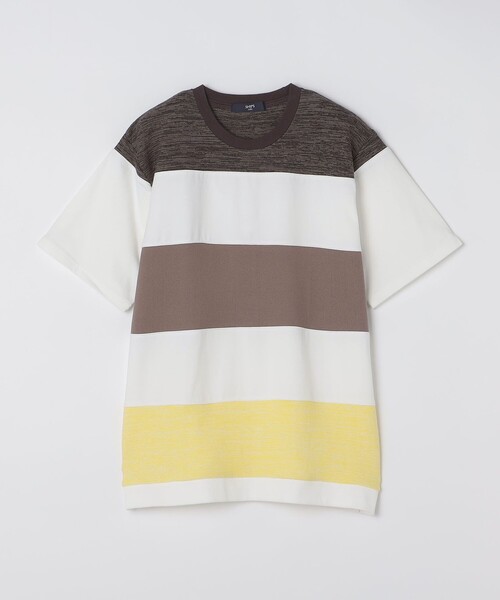 SHIPS Colors(シップス カラーズ)の「SHIPS Colors:〈洗濯機可能〉ニット 切替 ボーダー Tシャツ(Tシャツ/カットソー・メンズ・ベージュ/ネイビー/グレー/ブルー・MEDIUM/LARGE/X-LARGE)」の6枚目の写真