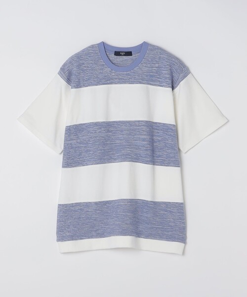 SHIPS Colors(シップス カラーズ)の「SHIPS Colors:〈洗濯機可能〉ニット 切替 ボーダー Tシャツ(Tシャツ/カットソー・メンズ・ベージュ/ネイビー/グレー/ブルー・MEDIUM/LARGE/X-LARGE)」の7枚目の写真