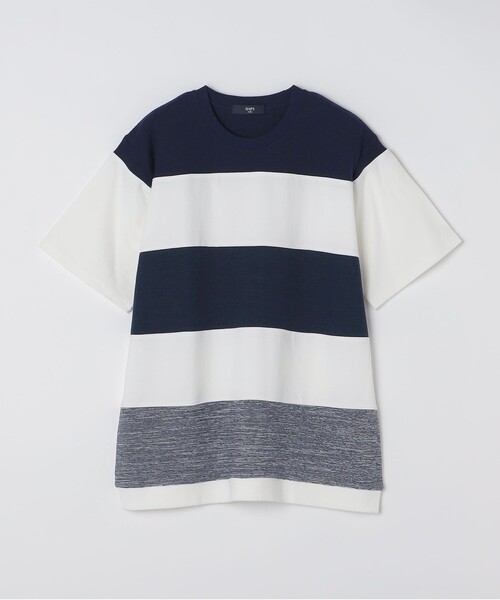 SHIPS Colors(シップス カラーズ)の「SHIPS Colors:〈洗濯機可能〉ニット 切替 ボーダー Tシャツ(Tシャツ/カットソー・メンズ・ベージュ/ネイビー/グレー/ブルー・MEDIUM/LARGE/X-LARGE)」の8枚目の写真
