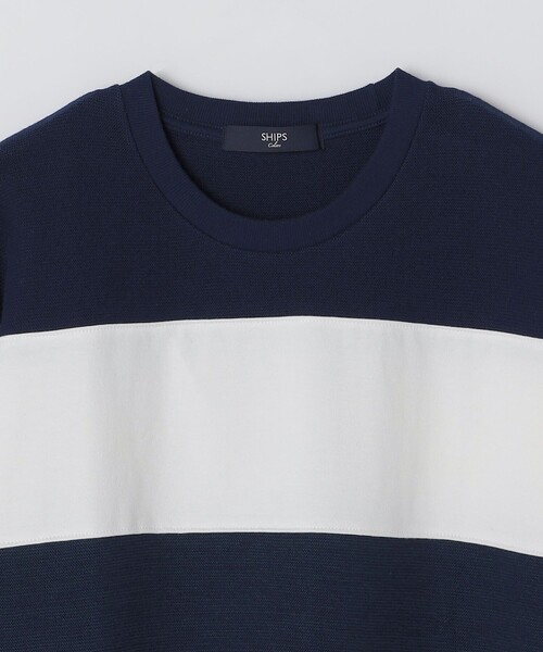 SHIPS Colors(シップス カラーズ)の「SHIPS Colors:〈洗濯機可能〉ニット 切替 ボーダー Tシャツ(Tシャツ/カットソー・メンズ・ベージュ/ネイビー/グレー/ブルー・MEDIUM/LARGE/X-LARGE)」の10枚目の写真