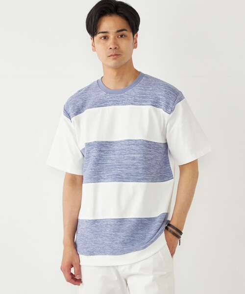 SHIPS Colors(シップス カラーズ)の「SHIPS Colors:〈洗濯機可能〉ニット 切替 ボーダー Tシャツ(Tシャツ/カットソー・メンズ・ベージュ/ネイビー/グレー/ブルー・MEDIUM/LARGE/X-LARGE)」の21枚目の写真