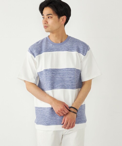 SHIPS Colors(シップス カラーズ)の「SHIPS Colors:〈洗濯機可能〉ニット 切替 ボーダー Tシャツ(Tシャツ/カットソー・メンズ・ベージュ/ネイビー/グレー/ブルー・MEDIUM/LARGE/X-LARGE)」の20枚目の写真