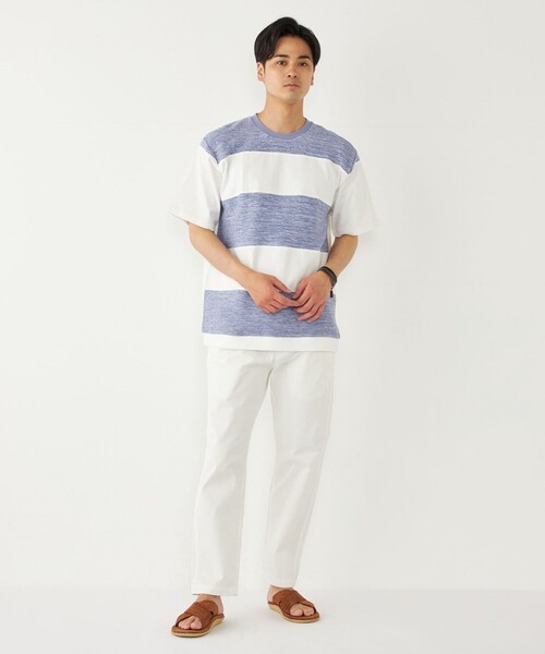 SHIPS Colors(シップス カラーズ)の「SHIPS Colors:〈洗濯機可能〉ニット 切替 ボーダー Tシャツ(Tシャツ/カットソー・メンズ・ベージュ/ネイビー/グレー/ブルー・MEDIUM/LARGE/X-LARGE)」の19枚目の写真