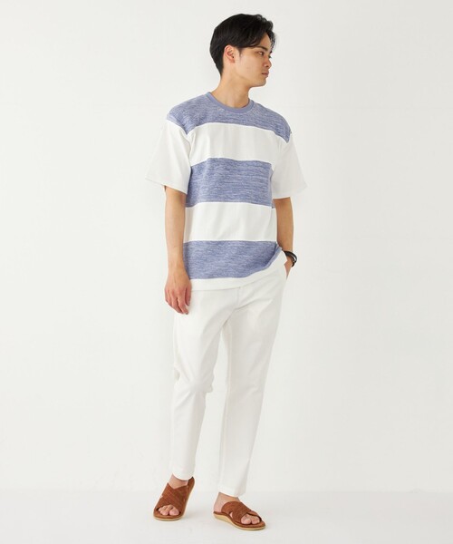SHIPS Colors(シップス カラーズ)の「SHIPS Colors:〈洗濯機可能〉ニット 切替 ボーダー Tシャツ(Tシャツ/カットソー・メンズ・ベージュ/ネイビー/グレー/ブルー・MEDIUM/LARGE/X-LARGE)」の18枚目の写真