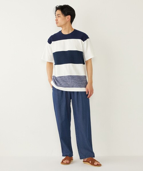 SHIPS Colors(シップス カラーズ)の「SHIPS Colors:〈洗濯機可能〉ニット 切替 ボーダー Tシャツ(Tシャツ/カットソー・メンズ・ベージュ/ネイビー/グレー/ブルー・MEDIUM/LARGE/X-LARGE)」の14枚目の写真