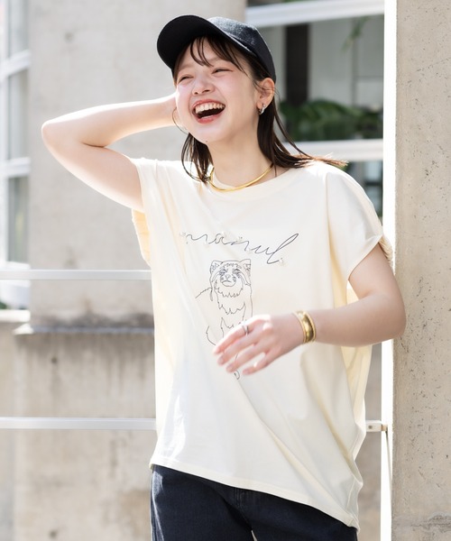 tシャツ 「meeny miny」「旭山動物園応援商品」マヌルネコパールTシャツ レディース meeny miny】【旭山動物園応援商品】マヌルネコパールTシャツ（T