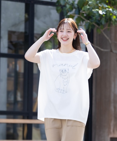 tシャツ 「meeny miny」「旭山動物園応援商品」マヌルネコパールTシャツ レディース KATHARINE ROSS tシャツ 「meeny miny」「旭山動物園応援商品