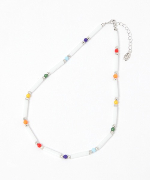 LOWRYS FARM（ローリーズファーム）の「カラーガラスネックレス　459506（ネックレス・レディース・オフホワイト/レッド/ブルー・FREE）」の2枚目の写真