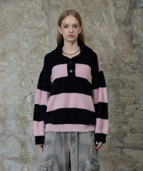 LARTIGENT（ラーティゼン）の「L13 RUGBY BOLD KNIT（ニット/セーター・レディース・ブラック/ブラウン・FREE）」の5枚目の写真