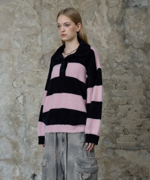 LARTIGENT（ラーティゼン）の「L13 RUGBY BOLD KNIT（ニット/セーター・レディース・ブラック/ブラウン・FREE）」の6枚目の写真