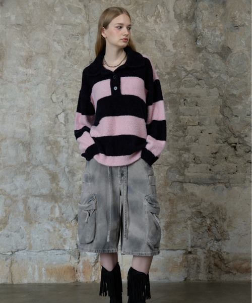 LARTIGENT（ラーティゼン）の「L13 RUGBY BOLD KNIT（ニット/セーター・レディース・ブラック/ブラウン・FREE）」の3枚目の写真
