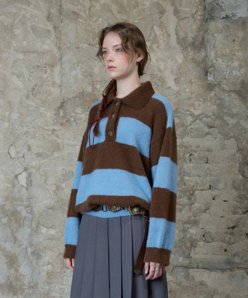 LARTIGENT（ラーティゼン）の「L13 RUGBY BOLD KNIT（ニット/セーター・レディース・ブラック/ブラウン・FREE）」の9枚目の写真
