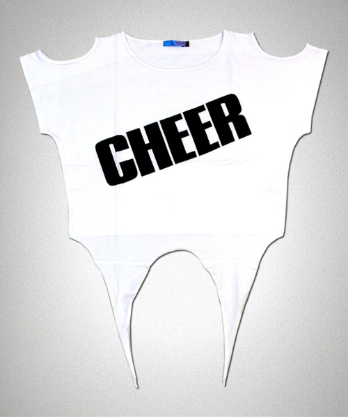 CHEER（チアー）の「ロゴプリント前結び肩あきトップス（Tシャツ/カットソー・レディース・ホワイト/ブラック・M/S）」の14枚目の写真