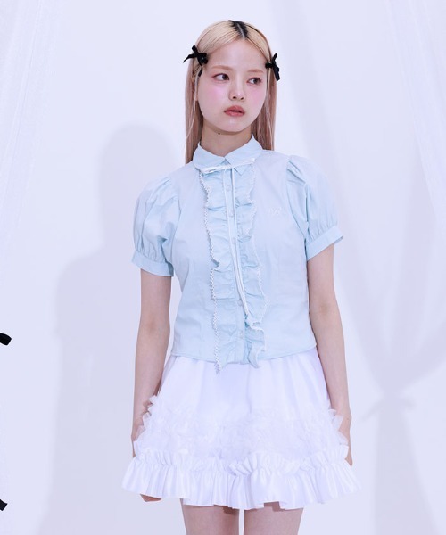 FickleBebe（フィクルベベ）の「レースボリュームフリルブラウス（シャツ/ブラウス・レディース・サックスブルー/ブラック/ホワイト・0/1）」の3枚目の写真