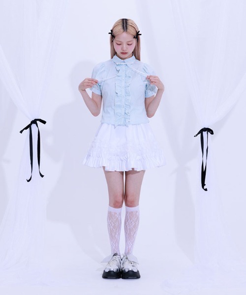FickleBebe（フィクルベベ）の「レースボリュームフリルブラウス（シャツ/ブラウス・レディース・サックスブルー/ブラック/ホワイト・0/1）」の9枚目の写真