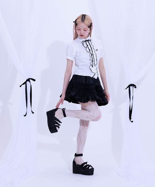 FickleBebe（フィクルベベ）の「レースボリュームフリルブラウス（シャツ/ブラウス・レディース・サックスブルー/ブラック/ホワイト・0/1）」の15枚目の写真