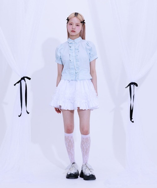 FickleBebe（フィクルベベ）の「レースボリュームフリルブラウス（シャツ/ブラウス・レディース・サックスブルー/ブラック/ホワイト・0/1）」の18枚目の写真