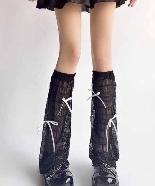urge select】シアー リボンデザイン レッグカバー/レッグウォーマー