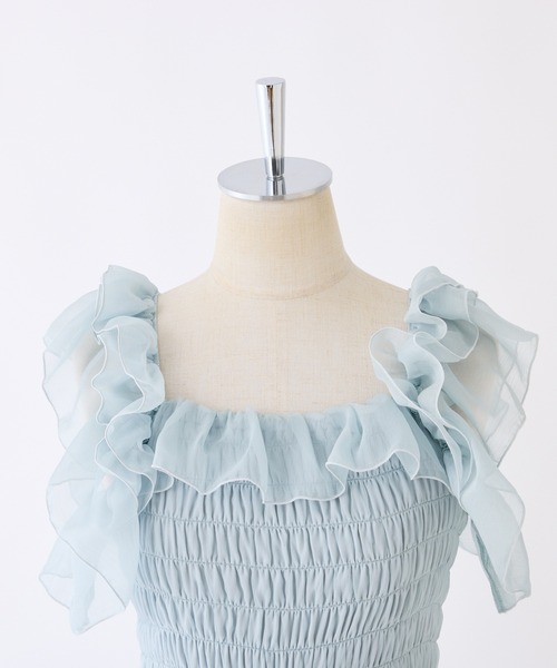 one after another NICE CLAUP（ワンアフターアナザーナイスクラップ）の「【Fluffy Romance collection】フリルロンパース（その他パンツ・レディース・サックスブルー/ブラック/オフホワイト・FREE）」の6枚目の写真