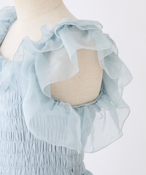 one after another NICE CLAUP（ワンアフターアナザーナイスクラップ）の「【Fluffy Romance collection】フリルロンパース（その他パンツ・レディース・サックスブルー/ブラック/オフホワイト・FREE）」の7枚目の写真