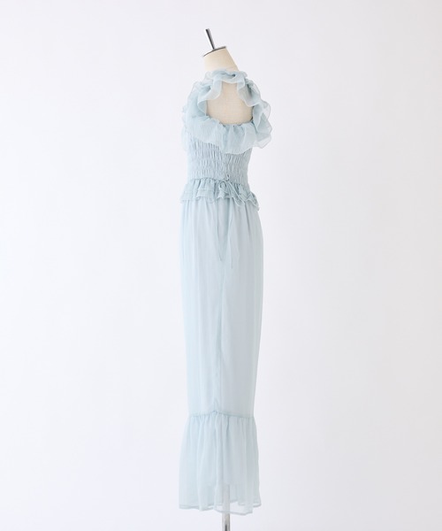 one after another NICE CLAUP（ワンアフターアナザーナイスクラップ）の「【Fluffy Romance collection】フリルロンパース（その他パンツ・レディース・サックスブルー/ブラック/オフホワイト・FREE）」の4枚目の写真