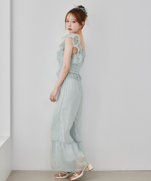 one after another NICE CLAUP（ワンアフターアナザーナイスクラップ）の「【Fluffy Romance collection】フリルロンパース（その他パンツ・レディース・サックスブルー/ブラック/オフホワイト・FREE）」の15枚目の写真