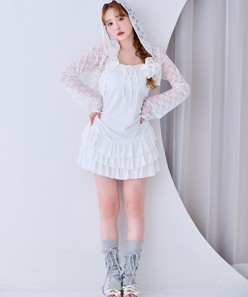 one after another NICE CLAUP（ワンアフターアナザーナイスクラップ）の「【Fluffy Romance collection】フリルロンパース（その他パンツ・レディース・サックスブルー/ブラック/オフホワイト・FREE）」の13枚目の写真