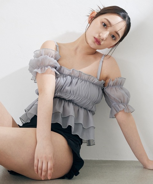 素敵 オフショルダー チュール 長袖 ビキニ 水着 楽天市場】水着 レディース ビキニ オフショルダー 2way フリル