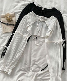 Dormiir（ドルミール）の「【Dormiir】袖リボンクロップドカーディガン（カーディガン/ボレロ）」