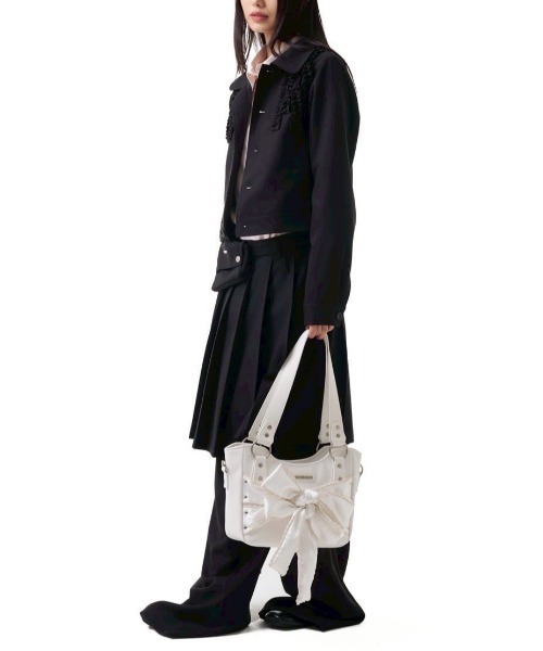 iugamakaras イウガマカラス リボン ショルダーバッグ グレー 韓国 セール】【IUGAMAKARAS】Laced Ribbon Shoulder Bag（ショルダー