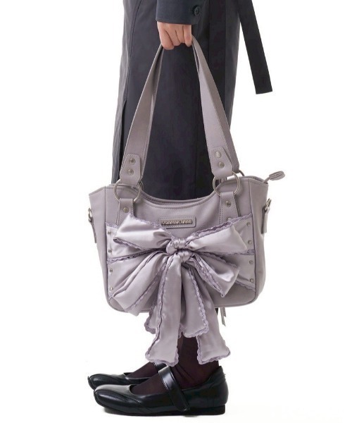 iugamakaras イウガマカラス リボン ショルダーバッグ グレー 韓国 IUGAMAKARAS】Laced Ribbon Shoulder Bag / 【イウガマカラス