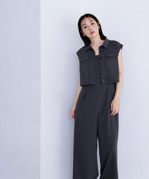 NATURAL BEAUTY BASIC(ナチュラルビューティーベーシック)の「◇クロップドポケットシャツ&オールインワン(つなぎ/オールインワン・レディース・グレー/チャコールグレー・MEDIUM/P/S)」の5枚目の写真