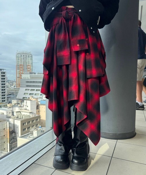 repipi armario（レピピ アルマリオ）の「チェックシャツレイヤーフウスカート（スカート・キッズ・ブルー/ブラック/ブラウン/レッド/ピンク/ブラック×ブルー/ブルー系その他・SMALL/LARGE/MEDIUM）」の7枚目の写真
